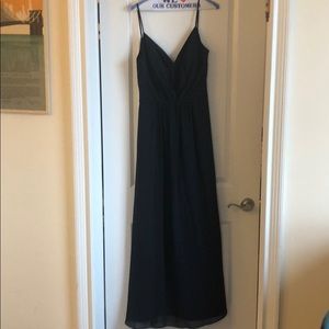 Navy blue spaghetti strap wedding dress